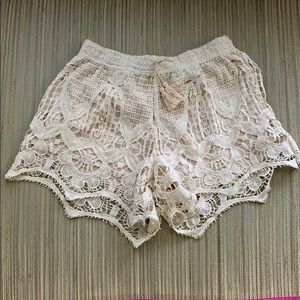 White Lace Shorts